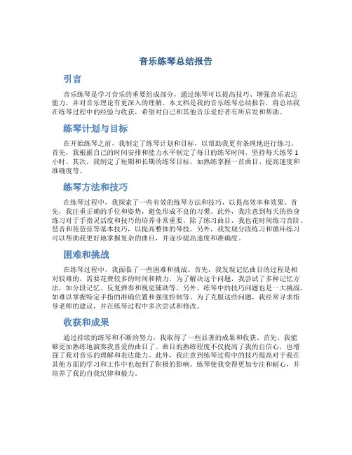 音乐练琴总结报告