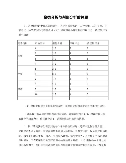 08聚类分析与判别分析的例题