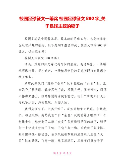 校园足球征文一等奖 校园足球征文800字 关于足球主题的稿子
