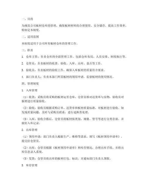 板材仓库流程及管理制度