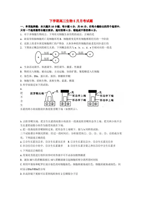 高三生物5月月考试题
