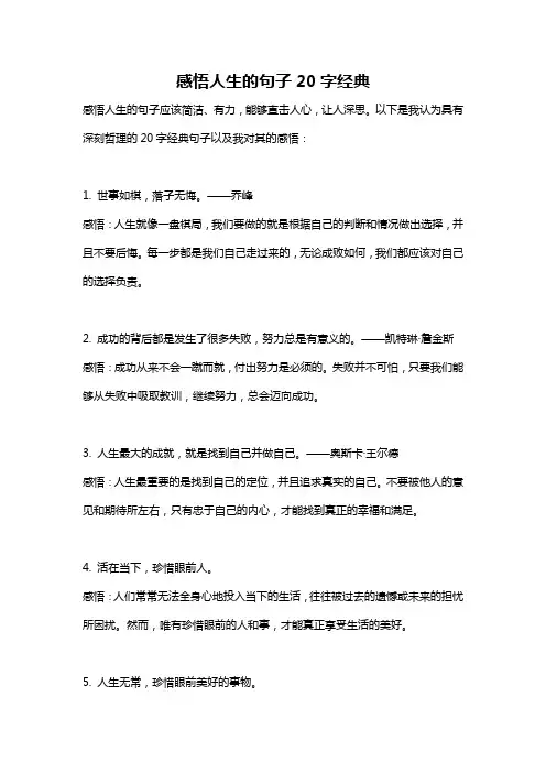 感悟人生的句子20字经典