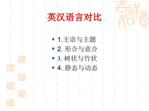 【理论翻译与实践】PPTPPT第二单元+第一讲+英汉翻译讲座--英汉语言对比