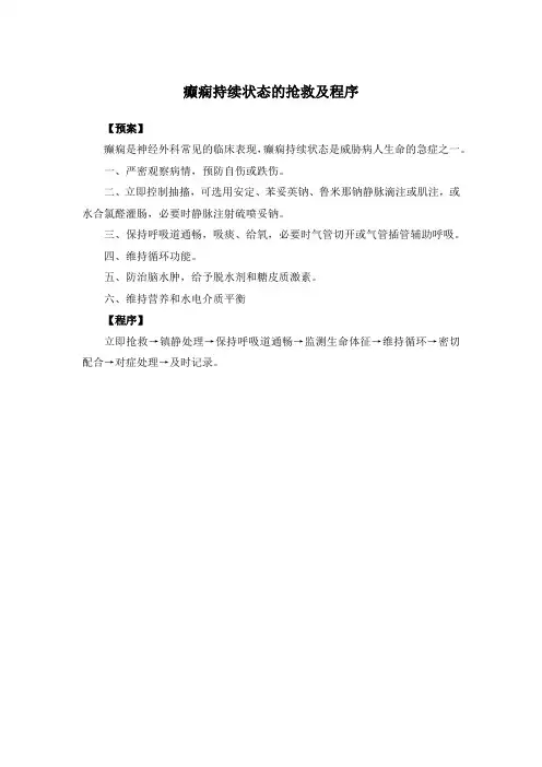 癫痫持续状态的抢救及程序
