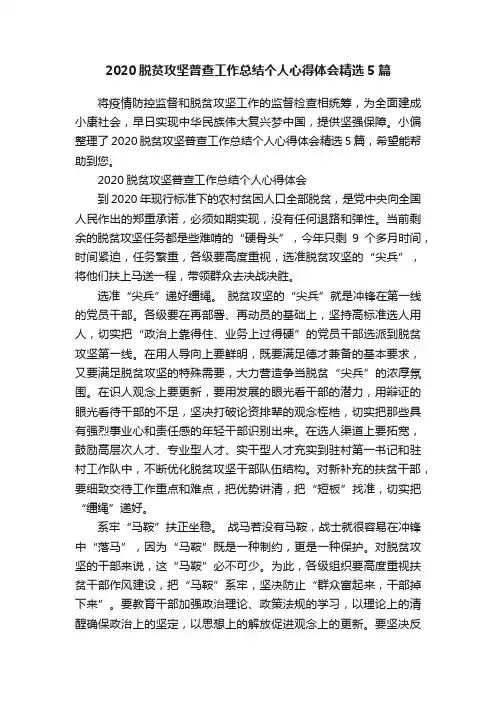 2020脱贫攻坚普查工作总结个人心得体会精选5篇