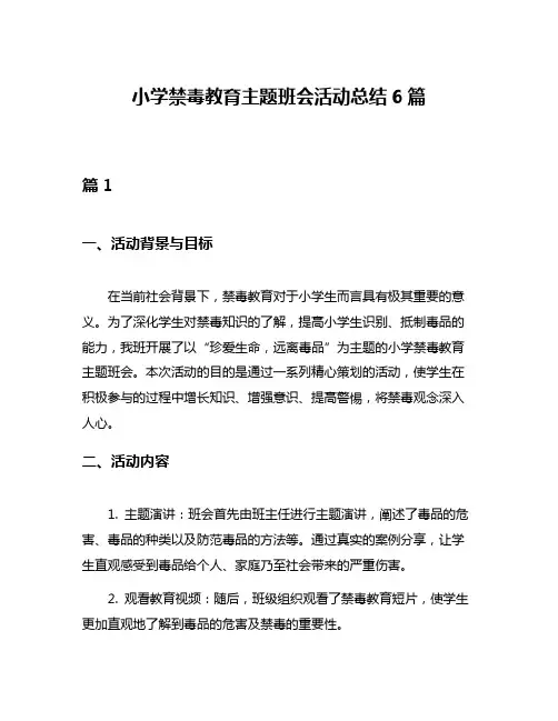 小学禁毒教育主题班会活动总结6篇