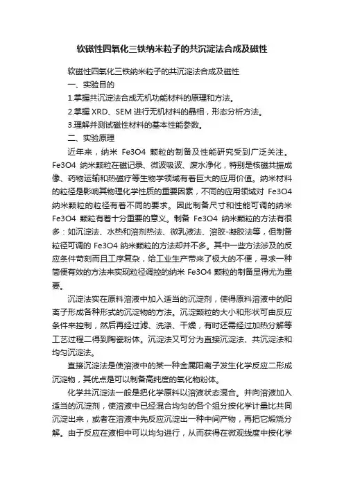 软磁性四氧化三铁纳米粒子的共沉淀法合成及磁性