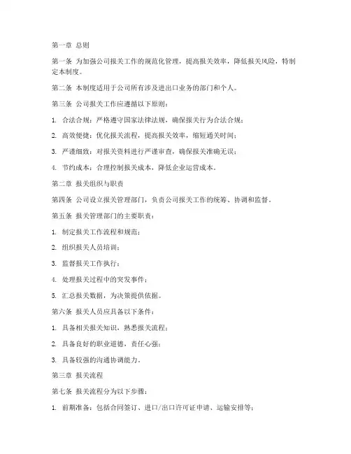 公司报关流程管理制度范本