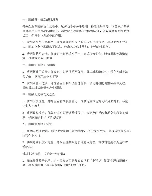 公司薪酬管理制度存在问题