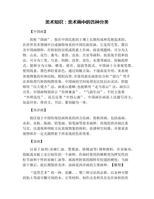美术知识：美术画中的各种分类
