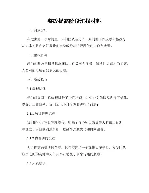 整改提高阶段汇报材料
