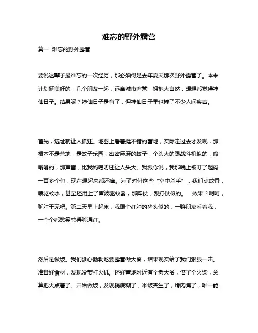 作文《难忘的野外露营》