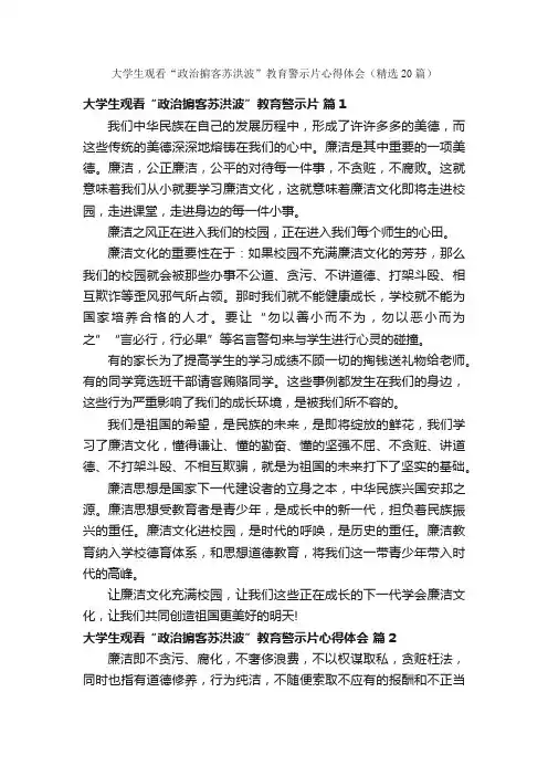大学生观看“政治掮客苏洪波”教育警示片心得体会（精选20篇）