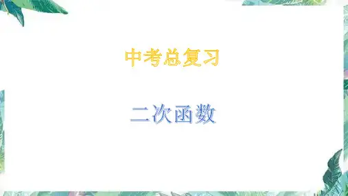 中考总复习 二次函数 精品课件