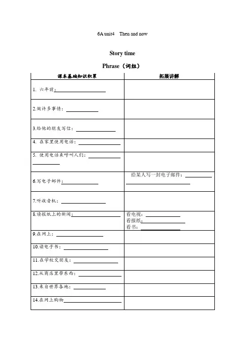 【精品】六年级上册英语素材-unit4 then and now   译林版