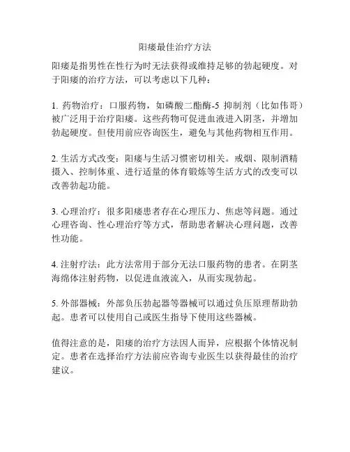 阳痿最佳治疗方法