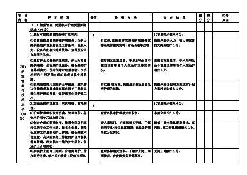 二级医院评审细则护理部分