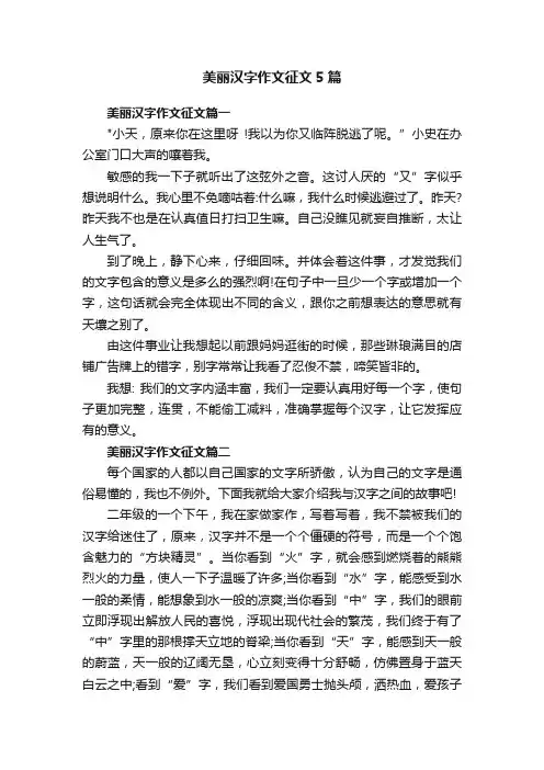 美丽汉字作文征文5篇