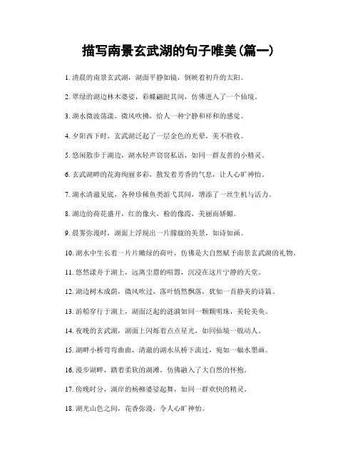 描写南景玄武湖的句子唯美(精选2篇)