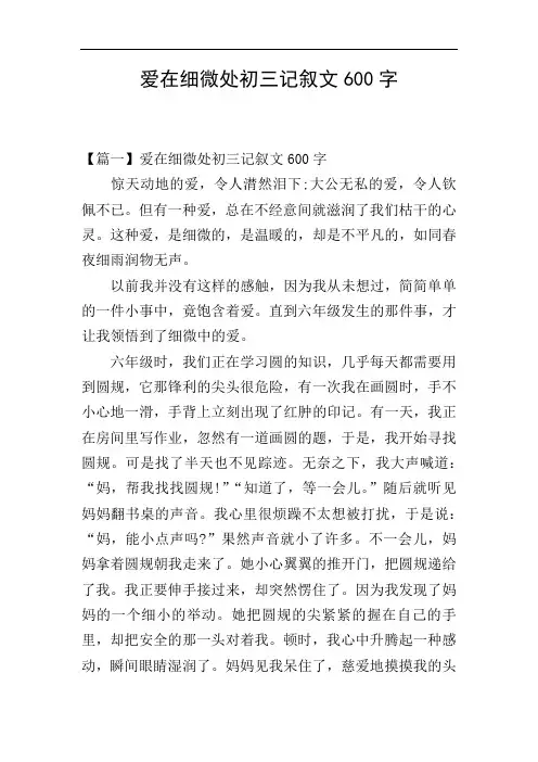 爱在细微处初三记叙文600字