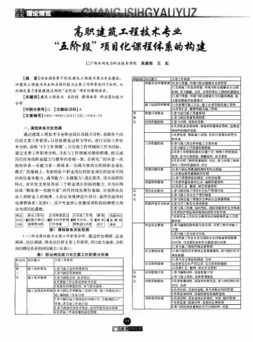 高职建筑工程技术专业“五阶段”项目化课程体系的构建