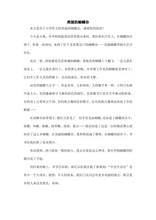 美丽的蝴蝶谷_小学作文