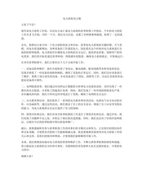 电力春检发言稿