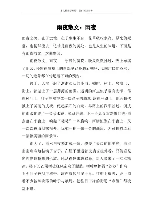 雨夜散文：雨夜