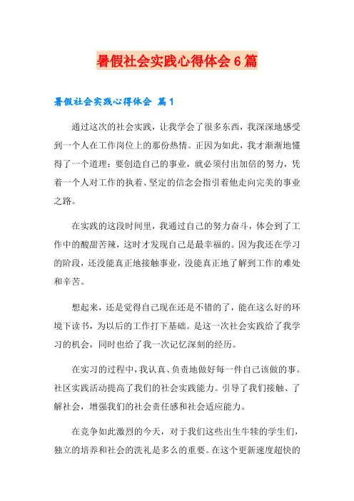暑假社会实践心得体会6篇
