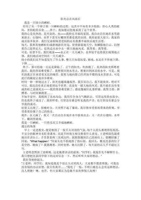 武汉市中考满分作文-阳光总在风雨后