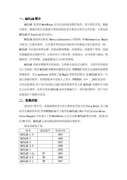 工程语言Matlab简介论文范文