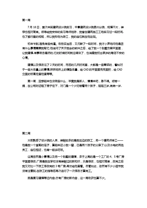 建筑学专业实习周记18篇