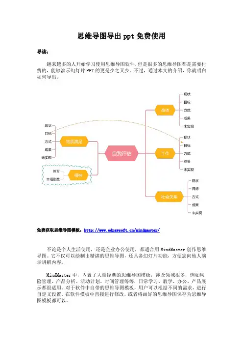 思维导图导出ppt免费使用