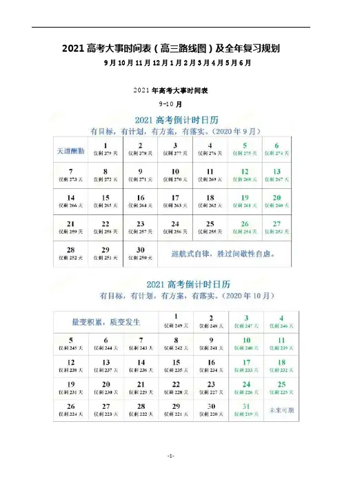 2021高考大事时间表(高三9月-6月路线图)及全年复习规划(请高三学子及家长收好!)