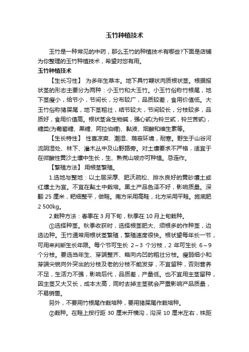 玉竹种植技术