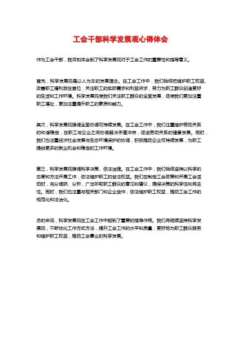 工会干部科学发展观心得体会