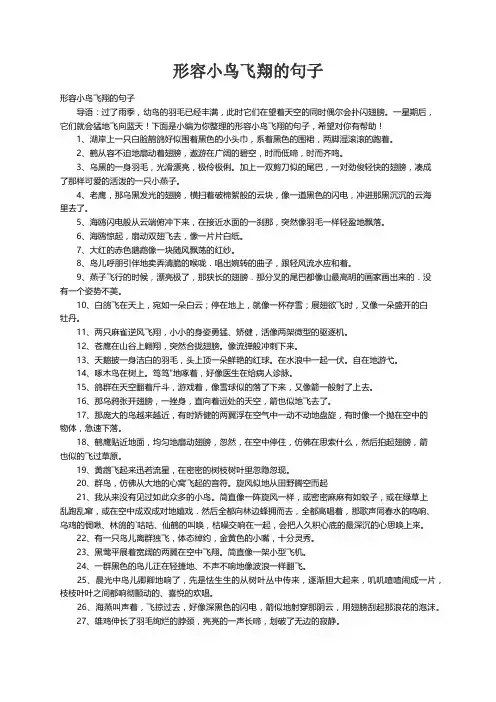 形容小鸟飞翔的句子