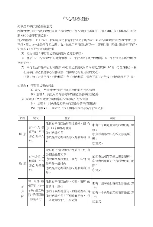 八年级下册数学平行四边形总复习讲义.doc