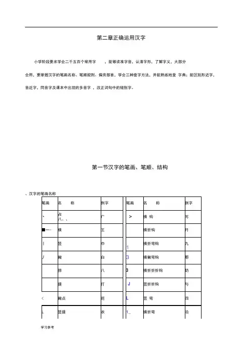 汉字的笔画、笔顺、结构