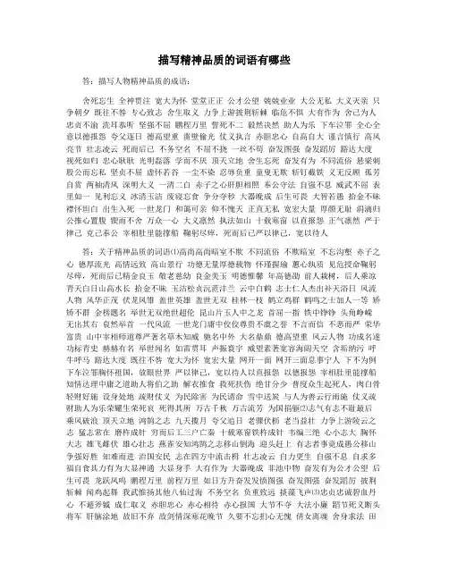描写精神品质的词语有哪些