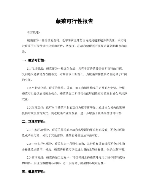 蕨菜可行性报告