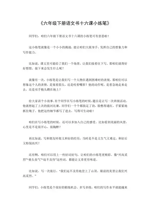 六年级下册语文书十六课小练笔