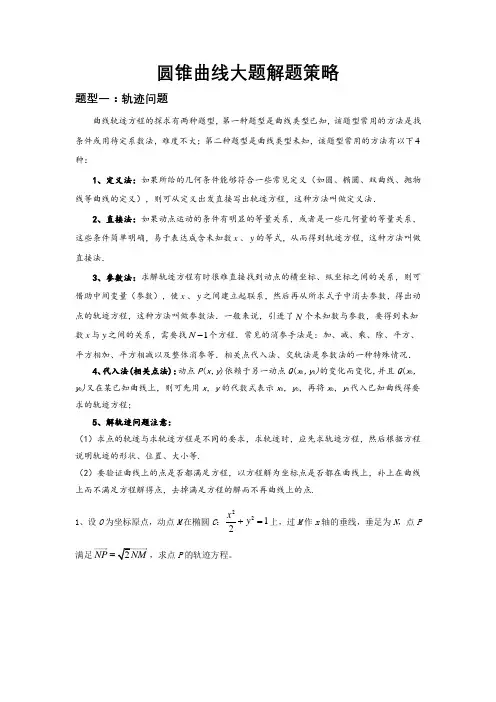 2022届高三数学一轮复习-圆锥曲线解答题解题策略讲义