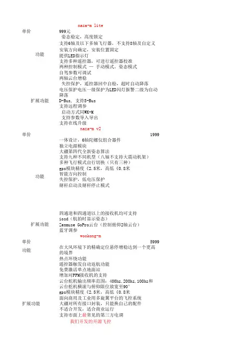 飞控对比