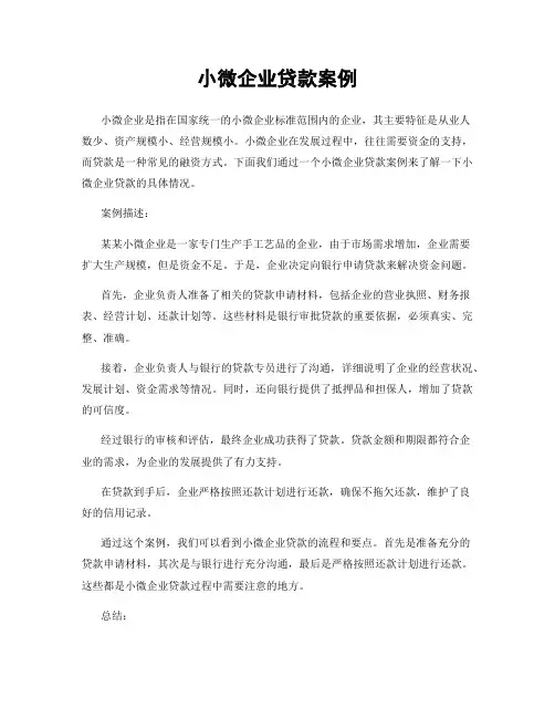 小微企业贷款案例