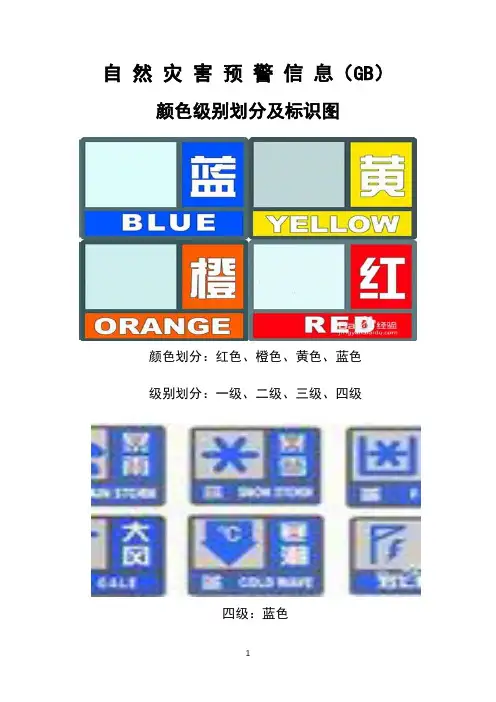 自然灾害预警信息---颜色、等级划分及图标