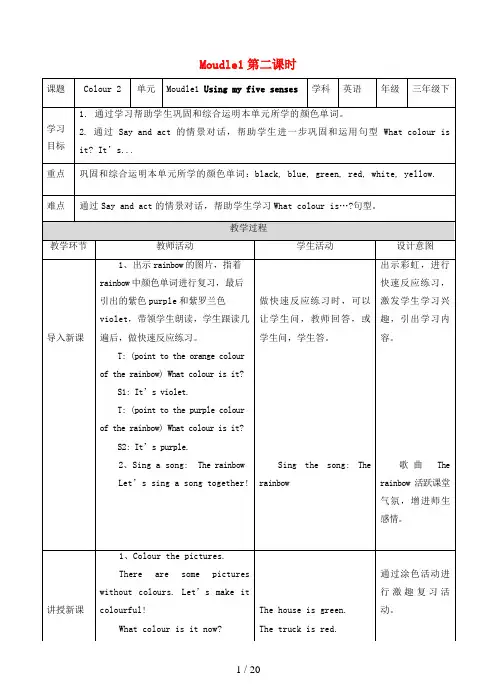 玉田县中心小学三年级英语下册 Module 1 Using my five senses Unit 