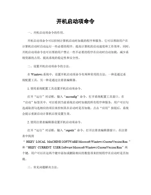 开机启动项命令