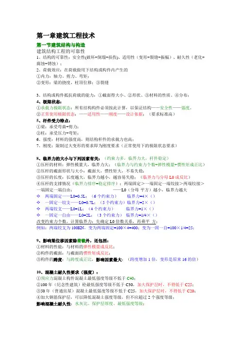 2015年一级建造师-建筑实务总结-熟记必过