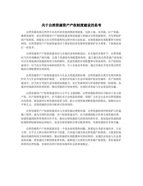 关于自然资源资产产权制度建设的思考